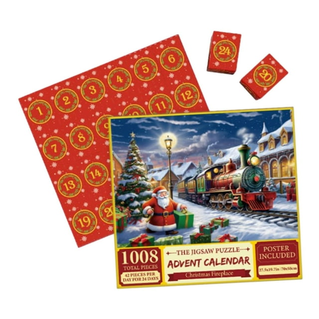 Rompecabezas de Feliz Navidad para adultos, juegos de rompecabezas, regalo único, decoración del hogar, 24 Trenes de Papá Noel