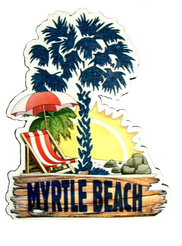 Myrtle Beach South Carolina with Palm Tree Fridge Magnet 