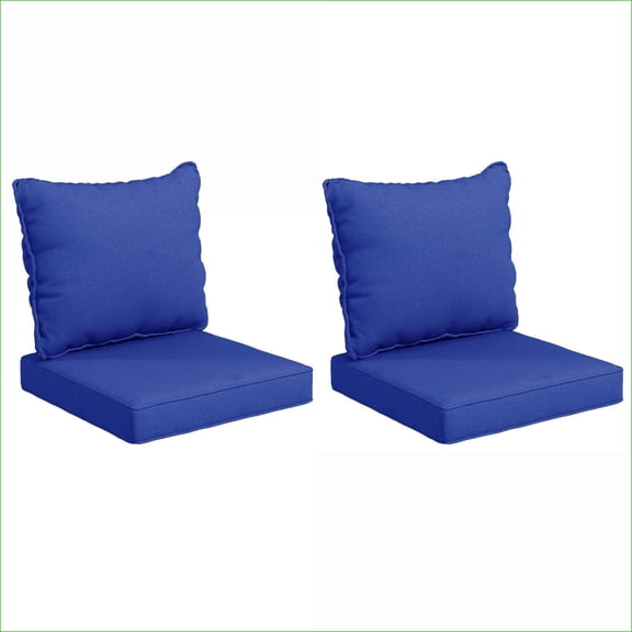 Outdoor Patio Chair Cushions | 4-Piece Replacement Set for Patio Garden Furniture, Navy Blue | Fabric | Solid Back