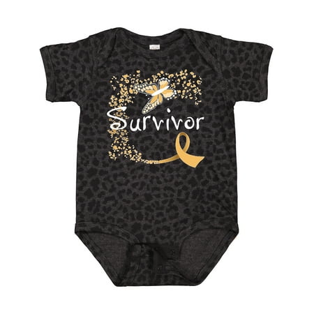 

Inktastic Childhood Cancer Survivor- Butterfly Ribbon Gift Baby Boy or Baby Girl Bodysuit