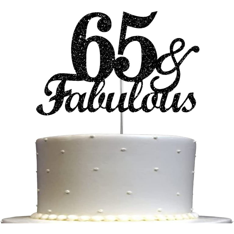 Fabulous 65 Black Glitter Cake Topper