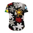 thumbnail image 4 of Hueook Plus Size Christmas T Shirts for Women Short Sleeve Graphic Tee Xmas Colorful Snowflake Black Holiday Top Multicolor 2X, 4 of 5