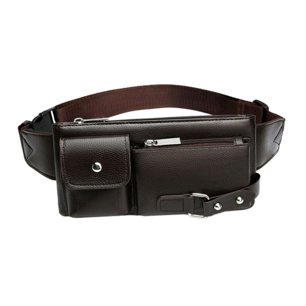 Bolso de cinturón con múltiples bolsillos, moderno bolso de hombro para viajar, caminar, montar a caballo Marrón