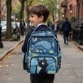 thumbnail image 5 of FKELYI Starry Cat Print 17 Inch Schoolbag for Kids Backpack Lightweight Primary School Bookbag with Multi-Pockets for Boys Girls Back-to-School Rucksack Daypack, 5 of 7