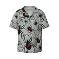 thumbnail image 2 of Lsque Spiders print Men's Cuban Collar Short Sleeve Shirt Summer Beachwear Casual Button Down Fashionable Vacation Leisure Shirt-3X-Large, 2 of 7