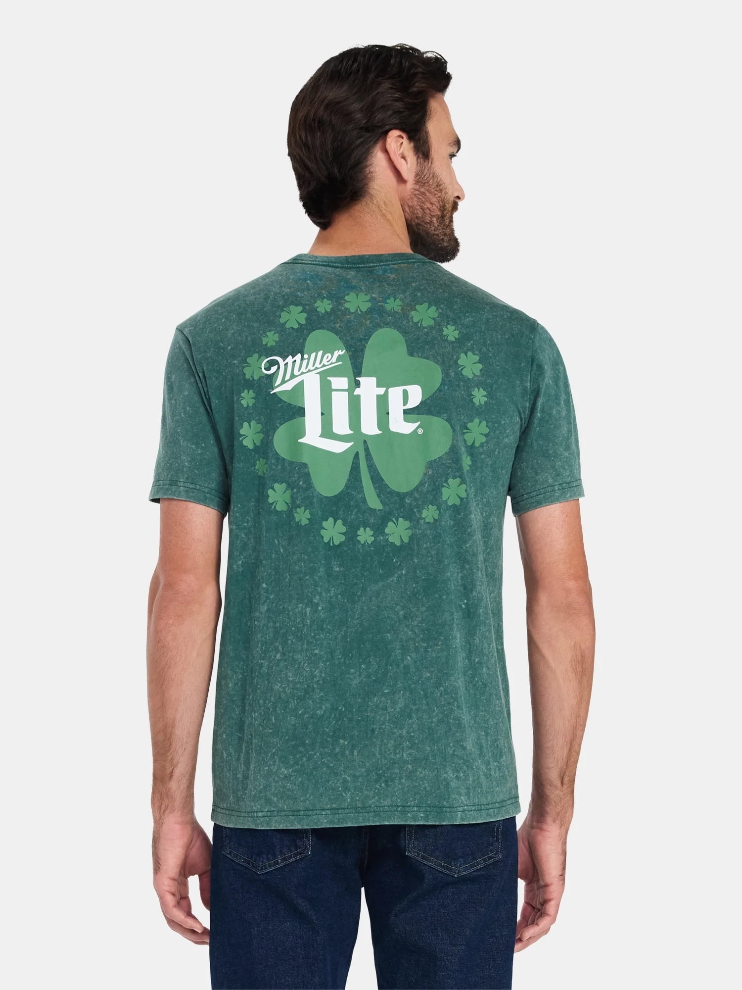 Miller Lite Men's and Big Men's St. Patrick's Day Front Back Graphic Tee, Sizes XS-5XL