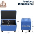 thumbnail image 3 of YSNW 25 Inches Storage Ottoman, Upholstered Linen Foot Rest Stool for Couch with Hinged Lid, Ottoman with Storage for Living Room, Bedroom, Entryway, Load up to 600 lbs, Blue, 3 of 17