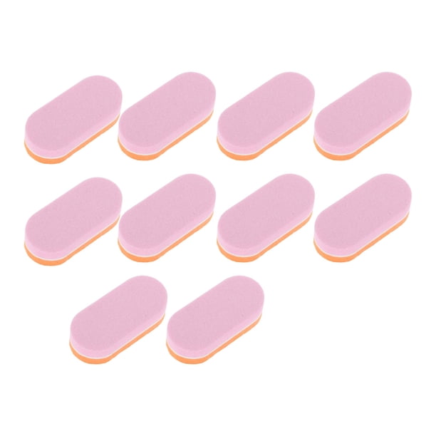 Herramienta de manicura de lima de uñas multifuncional de esponja de 2 capas de 10 piezas en rosa y naranja