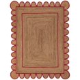 thumbnail image 1 of Scallop Pattern Jute Bohemian Area Rug (Pink, 9'x15'), 1 of 3
