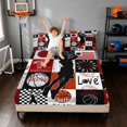 thumbnail image 3 of Manfei Boys Basketball Bed Sheets, Sport Plaid Full Size Sheets, Black Red 03 4-Piece(1 Flat Sheet, 1 Fitted Sheet and 2 Pillowcases), 3 of 6