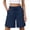 Navy, variant on Women's Summer Cotton Linen Blend Solid Color Bermuda Shorts Elastic Waist Drawstring Side Pockets Casual White