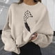 thumbnail image 4 of Gibobby Sudaderas de moda Sudaderas para mujer Cuello redondo corto Casual Manga larga Estampado Camisa Blusa （Beige， M), 4 of 4