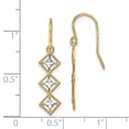 thumbnail image 7 of 14k Yellow Gold with Rhodium Fancy Diamond Cut Dangle Wire Earrings, 7 of 7