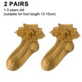 thumbnail image 2 of Laklulu - Calcetines con volantes para niñas, calcetines de vestir con doble encaje y volantes, calcetines con puños vueltos para niñas pequeñas, paquete de 2, 2 of 6
