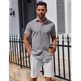 thumbnail image 4 of COOFANDY Mens Untucked Short Sleeve Shirt Button Up Shirt Untucked Dress Shirts Summer Beach Wedding, 4 of 7