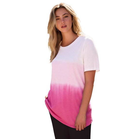 Roaman's Women's Plus Size Ombre Scoop Neck Tee