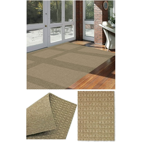 2'x3' Soft and Durable Interlace Indoor - Outdoor Area Rugs Lightweight and Flexible for Easy Cleaning and Transport (Color: Taupe)