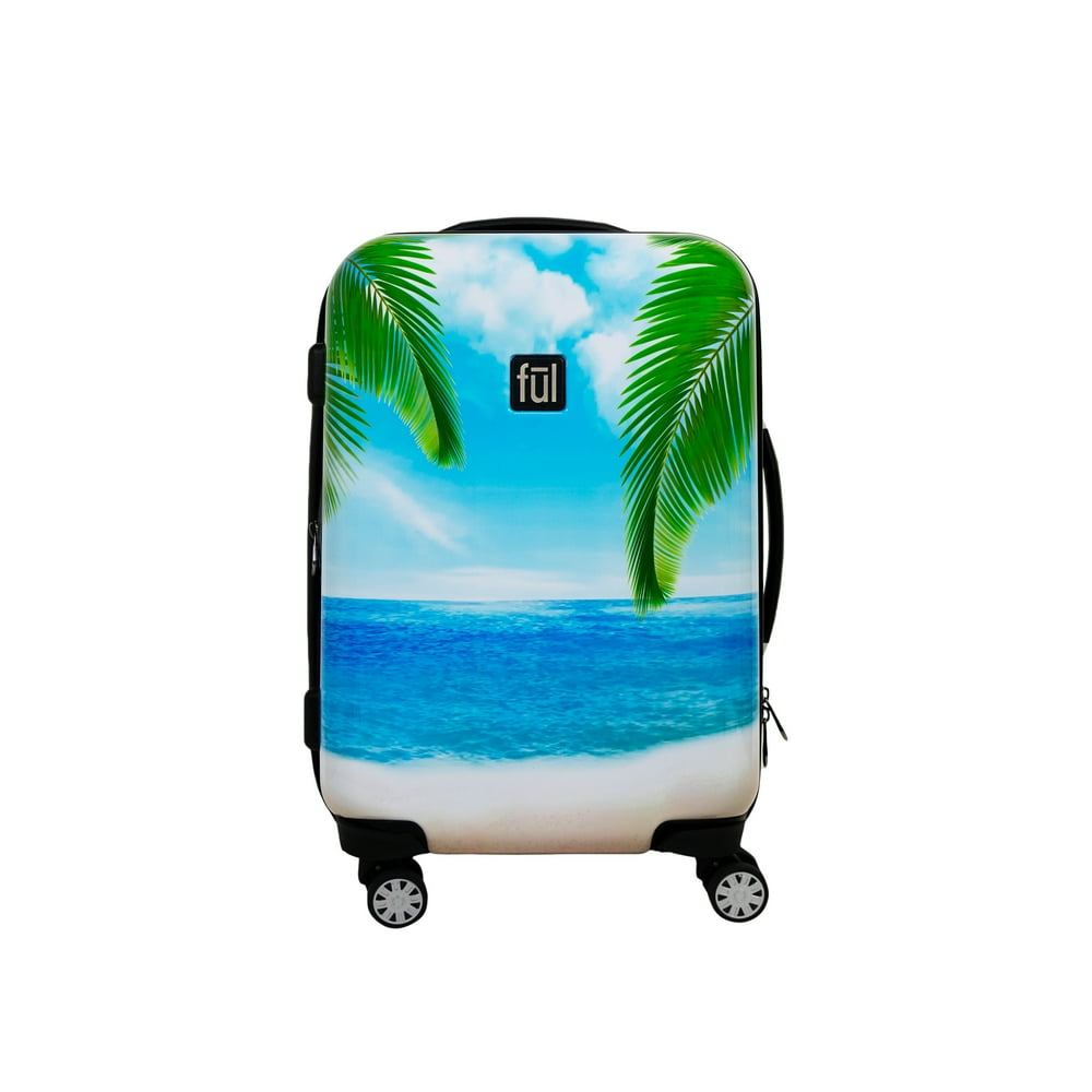 ful FUL Printed Tropical Beach 21in Hard Sided Rolling Luggage