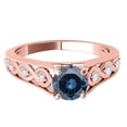 thumbnail image 2 of Aonejewelry 1.15 Ct. Halo Unique Design Blue Diamond Engagement Ring Crafted In 14k Solid Rose Gold, 2 of 4