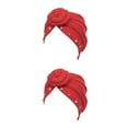 thumbnail image 1 of Qarigey Nudo turbante musulmán Bead Hijab Beanie Color sólido moda plisado pañuelo para la cabeza torcido gorro femenino gorras rojo Rojo 2piezas Qarigey  CBP469099, 1 of 6
