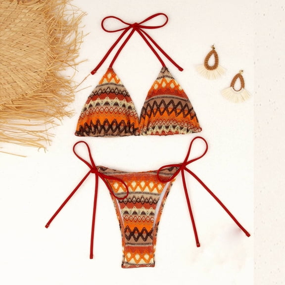 Bikini Sets for Women Sexy,Summer Swimsuit Women Bikini,Swimsuits for Women 2 Piece High Waisted,Women's Sexy Solid Color Knitted Frenulum Sexy Bikini Split Swimsuit Suit