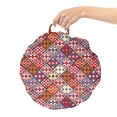 thumbnail image 2 of Colorful Round Floor Cushion with Handle, Various Skewed Square Nomadic Rug Looking Seamless Pattern, Decorative Pillow for Living Room & Dorms, 18" Round, Multicolor, by Ambesonne, 2 of 4