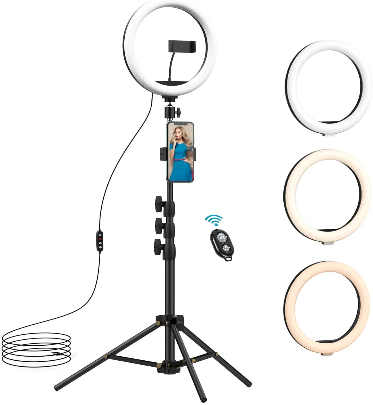 Todays Deals 8 Ring Light with Tripod Stand Dimmable Selfie Ring Light LED Camera Ringlight with Tripod and Phone Holder for Live Stream Makeup YouTube Video Compatible for iPhone Android