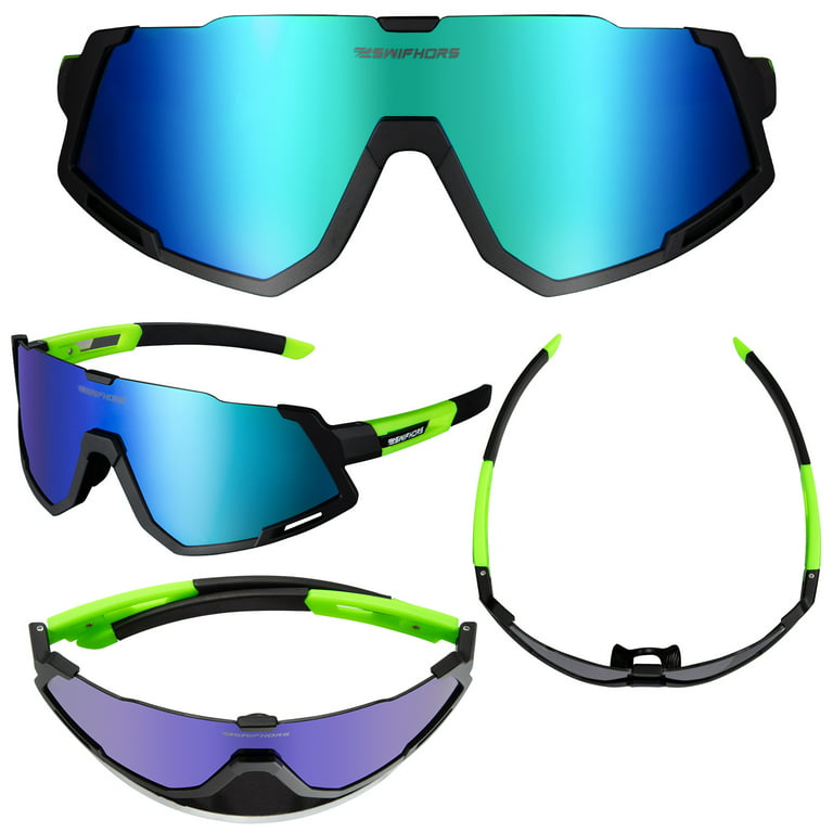 DSstyles Polarized Glasses, Sports Glasses with 4 Interchangeable Lenses, Men's  Women's Cycling Glasses, Baseball Running Fishing Golf Driving Sunglasses 