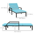 thumbnail image 3 of Outsunny Wicker Patio Loungers with Wheels - Set of 2, Blue, 3 of 10