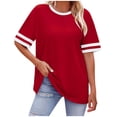 thumbnail image 1 of JMKQLZ T-Shirt Décontracté pour Femmes avec Impression de Lettres, Col Rond et Épaules Tombantes, Manches Courtes, 1 of 4