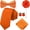 Orange, variant on Complete 5 Pieces Tie Set in Gift Box, Solid Necktie + Satin Bow Tie + Pocket Square + Lapel Pin + Cufflinks, Versatile Formal Dress Kit