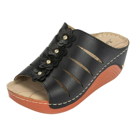 

zuwimk Platform Sandals Women Women s Rest Aloe Toe Post Sandals Supportive Everyday Flip Flop Sandals Black