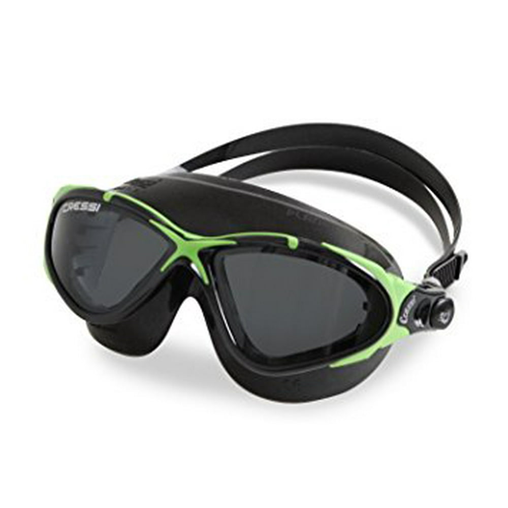 "Cressi Crystal Silicone Swim Goggles, Black Green Tinted Lens