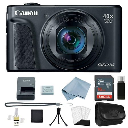 Canon Powershot SX740 HS 4K Video Digital Camera Black + Basic Bundle