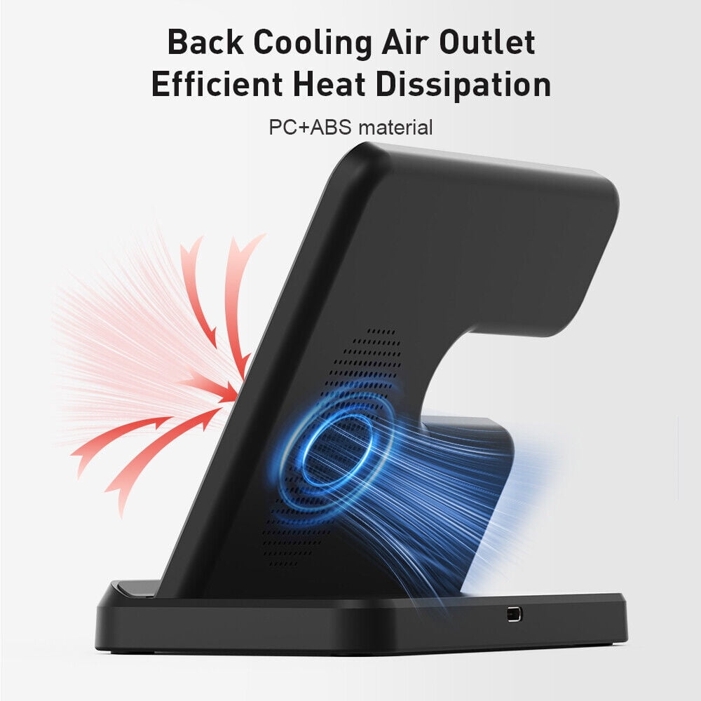 15W Wireless Smart Watch Phone Headsets Charger Dock Station 3 in 1 Hub for Galaxy Watch 4/3/Active2