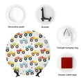 thumbnail image 4 of Picia Cartoon Monster Trucks Pattern Bone China Decorative Plate – Wall Decor with Stand and Adhesive, Elegant Ornament for Living Room, Office, or Entryway-8in, 4 of 6