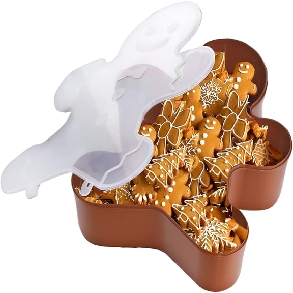 ACDANC 2026 New Christmas Gingerbread Containers with Lid,Cookie Exchange Containers Holiday Themed Snack Container for Cookies,Ornaments,Holiday Themed Container for Cookies,Snacks (Gingerbread)