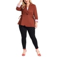 thumbnail image 3 of MODA NOVA Juniors Plus Size Stripe Cuff Notched Lapel Casual Blazer, 3 of 7