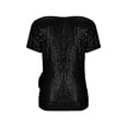 thumbnail image 6 of BLVB Womens Sequin Tops Short Sleeve Sparkly Shirt V Neck Glitter Party Club Blouses Dressy Concert Outfits, 6 of 7