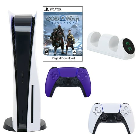 Sony PlayStation 5 Core Console with God of War: Ragnarok with Dual Charger and DualSense Controller in Galactic Purple