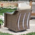 thumbnail image 6 of PARKWELL Outdoor Patio Swivel Glider Chair Set of 2,All-Weather Rattan Swivel Rocking Lounge Chair with Removable Beige Cushions for Porch Balcony Backyard,Brown Wicker, 6 of 10