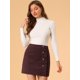 thumbnail image 4 of Falda cruzada Allegra K de pana alta con ribete volantes y botones vintage borgoña M, 4 of 6