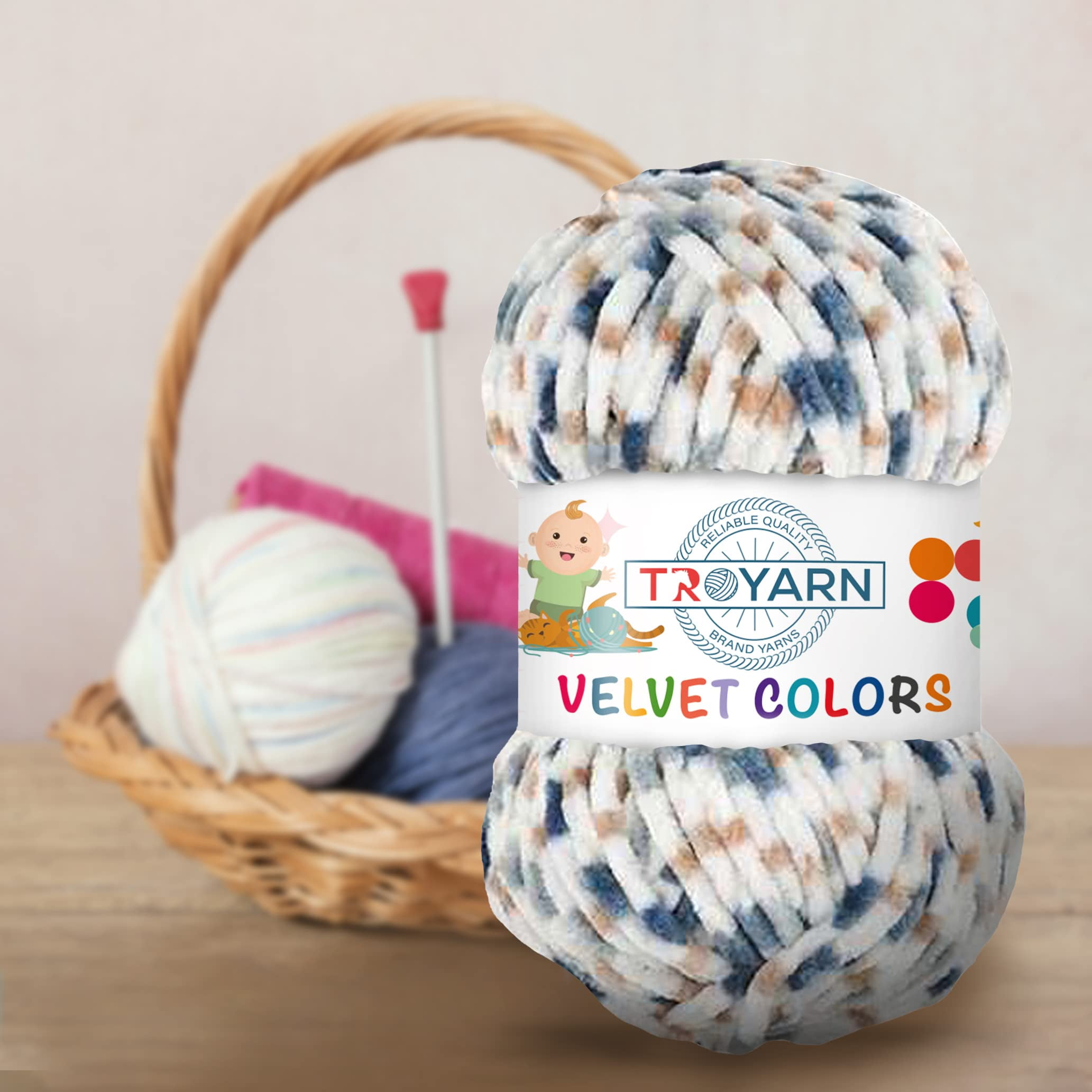 Troyarn Velvet Colors Chenille Baby Blanket Yarn Amigurumi Yarn for Crocheting and Knitting Super Bulky 100 gr (131 yds) (10202)