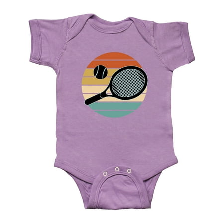 

Inktastic Tennis Gift Racket Ball Retro Sunset Gift Baby Girl Bodysuit
