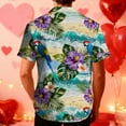thumbnail image 6 of CYiJun George Button Down Shirt for Men Summer Short Sleeve Floral Beach Button Down Hawaiian Tops, 6 of 9