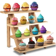 Pleasant Tree 4 Tier Wooden Cupcake Stand, Display Stand for Vendor Events and Home