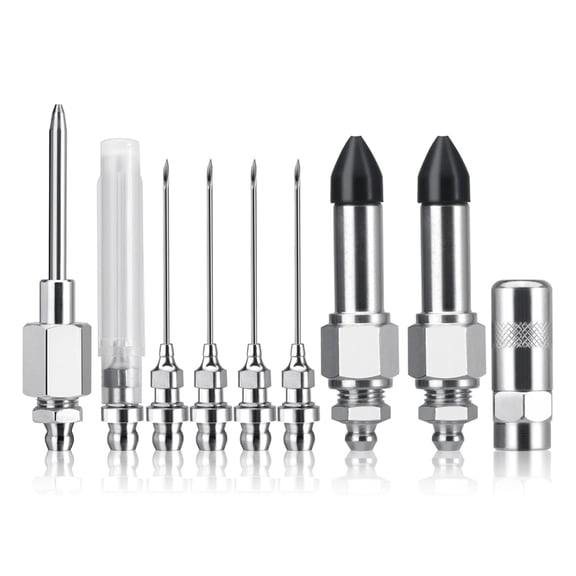 9Pcs Greases Guns Needle Nozzle Set Solid for Narrow Space Automotive Parts and Industrial Machinery Maintenance