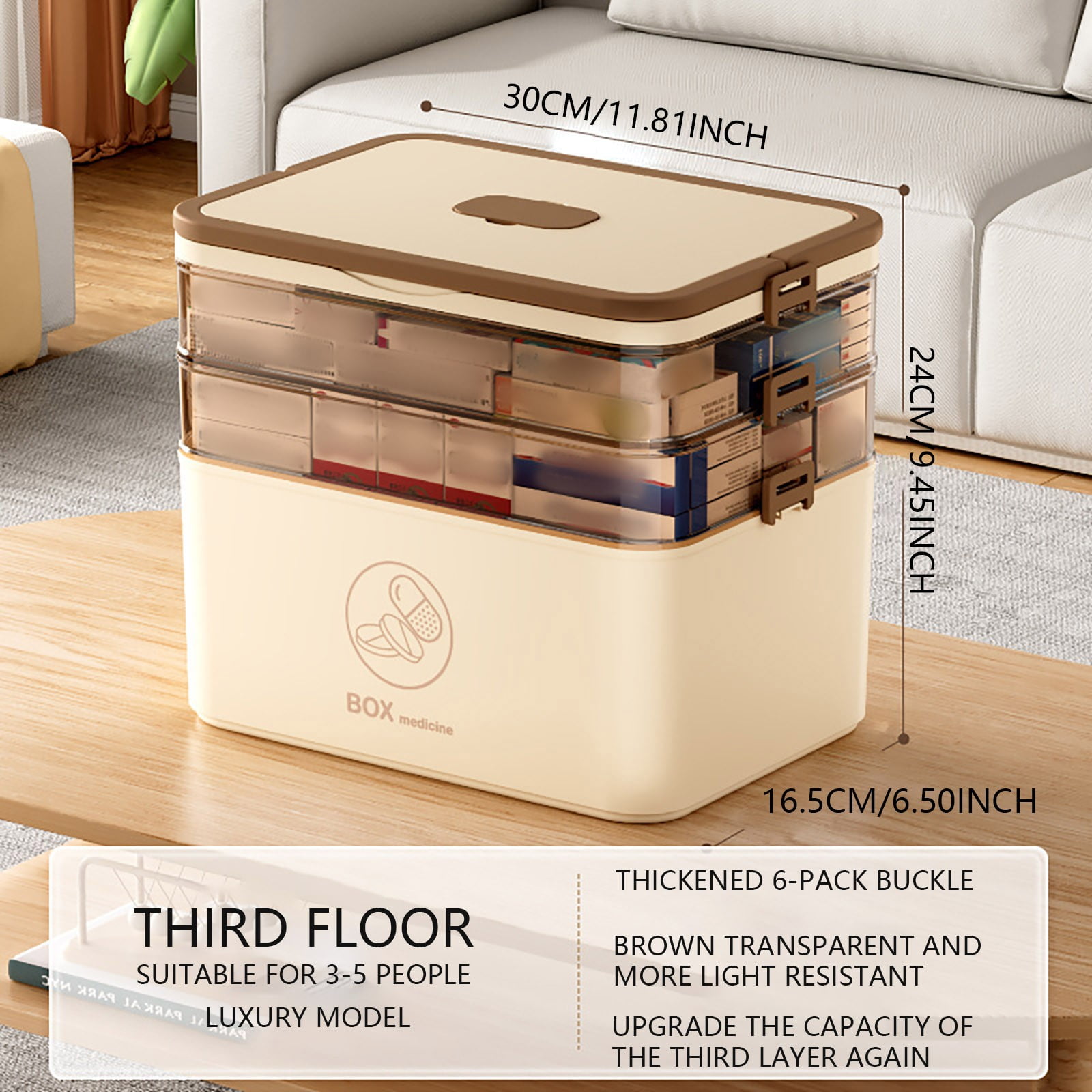 witspace Plastic Storage Box with 3-Tier Fold Tray,Tool Organizer Portable Handled Case,Portable Lockable Container for Medicine, Arts, Crafts,Cosmetic, Sewing, Toy, Tape