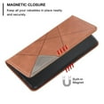 thumbnail image 5 of Case for iPhone 16 Pro Max,Rhombus Pattern Flip Wallet Leather Case with Card Holder Magnetic Closure Shockproof Kickstand Protective Phone Cases Cover,Brown,For iPhone 16 Pro Max, 5 of 10
