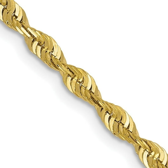 Diamond2Deal 10K Yellow Gold 2.5mm Diamond-Cut Lightweight Rope Chain Necklace for Men 30"